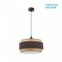 Distribuidor - Lâmpadas Diversas | Colgantes Moderno | COLGANTE KANDY 2XE27 NATURAL/MARRON REGX50X50 CM Ref: 174295002